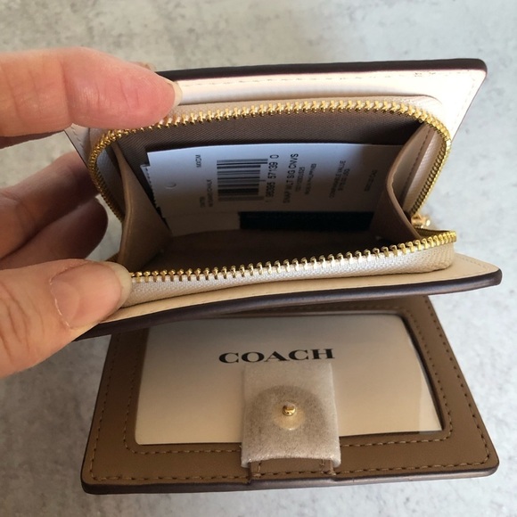 Coach Snap Wallet Signature Coated Canvas Sand Chalk - Picture 7 of 9
